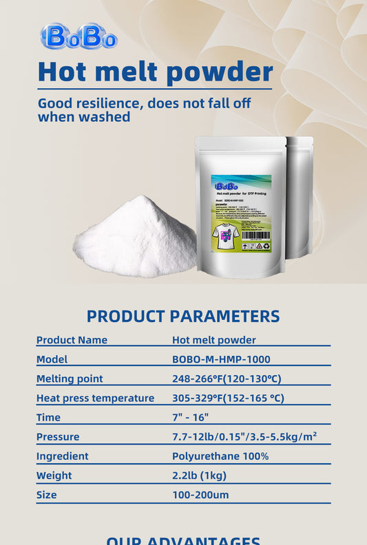 Leaf 1kg/Bag 20kg TPU DTF Powder BOBO DTF Transfer Powder High Elasticity White Black Hot Melt Powder